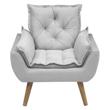 Imagem de Kit Com 2 Poltronas Opala Conforto Decorativa Em Veludo Cinza