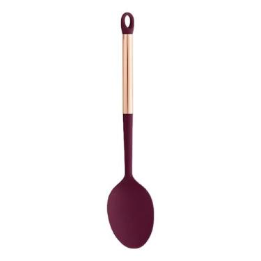 Imagem de Colher Multiuso Rosa Nylon Cabo Rose Aço Inox Gold Para Cozinha - Para