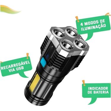 Imagem de Lanterna Led à Prova D’água 4 Núcleos Potente Recarregável