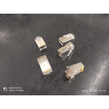 Imagem de 4x Conector Rj45 Cat6 Metalico Cabo