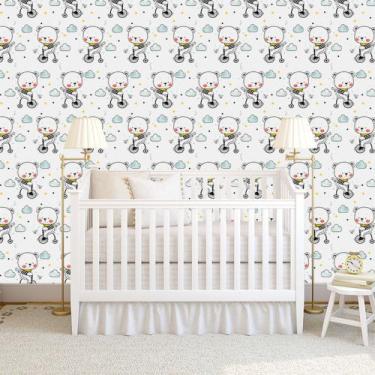 Imagem de Papel de Parede Adesivo - Ursinhos - Bicicleta - Infantil - 184ppi - A