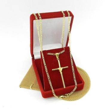 Imagem de Corrente Masculina 80Cm 2Mm Cruz Palito Folheada Ouro Cr673 - Wnbijout