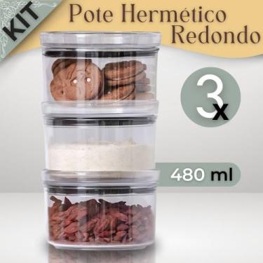 Imagem de Kit 3 Potes Redondos Herméticos 480ml Acrílico Paramount