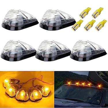 Imagem de GLOFE 5X Luzes de corrida de teto com marcador de cabine transparente com 5 lâmpadas LED âmbar T10 conjunto compatível com Ford E150 E250 E350 E450 F150 F250 F350 F450 F550 Super Duty 1999-2016