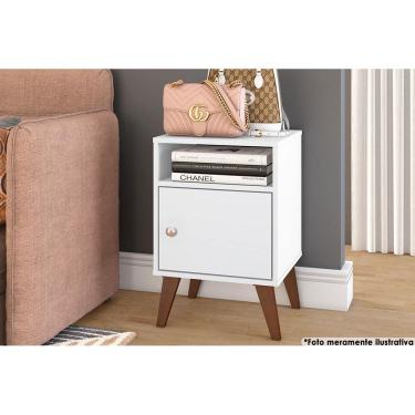 Imagem de Mesa Lateral p/ Sala RT3145 c/ 1 Porta e 1 Nicho Branco - Movelbento
