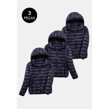 Imagem de Kit 3 Jaquetas Puffer WA Feminina Bobojaco com Bolsos e Capuz Removível-Feminino