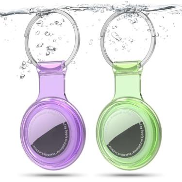 Imagem de Pacote com 2 suporte de AirTag, capa Airtag compatível com Apple AirTags, capa impermeável e à prova de poeira e anticolisão com material de TPU macio transparente multicolorido para crianças, bolsas