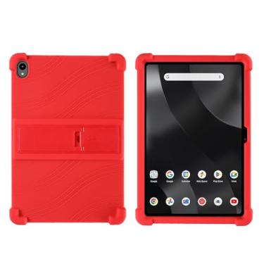 Imagem de Kwamaz Capa para tablet Onn de 12,1 polegadas (2024) modelo 100146663, capa infantil de silicone macio com suporte para Walmart Onn Surf Tablet 12,1 polegadas, vermelha