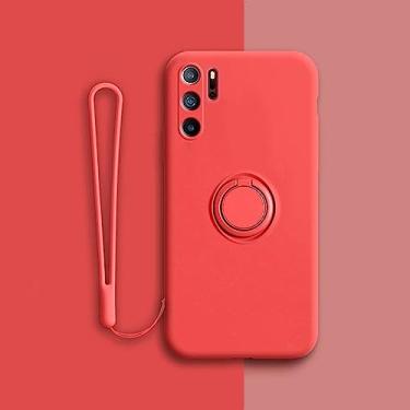 Imagem de Capa magnética de silicone para Huawei P30 P20 Pro P30Pro P20Pro P40 Nova 5T Mate Honor 20 Capa com suporte de anel P 30 A, vermelha, para Huawei P30