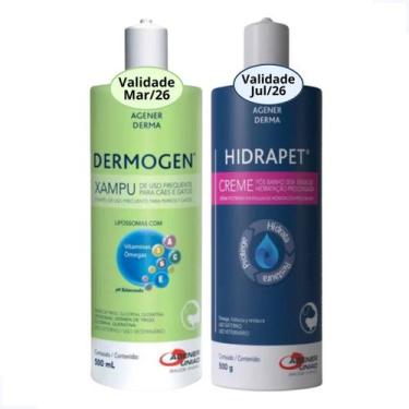 Imagem de Kit Shampoo Dermogen 500ml e Hidrapet Creme 500g Pet Cães e Gatos - Ag