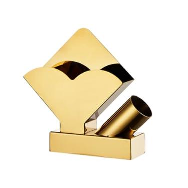 Imagem de Porta-guardanapos vertical de aço inoxidável - dispensador de guardanapos de restaurante com suporte de palito de dente tubo de toalha de papel quadrado porta-guardanapos (dourado, 19,5 * 5 * 17,5 cm)