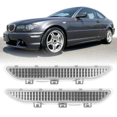 Imagem de USR 04-06 E46 2D Coupe Refletor de lente transparente – Conjunto de lâmpadas laterais para para-choque dianteiro (esquerda + direita) compatível com chassi BMW E46 2004-2006 Série 3 325ci / 330ci