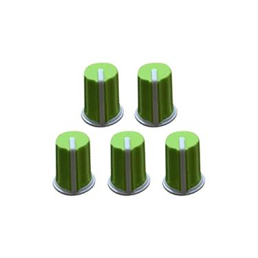 Imagem de XHSESA 5 peças, botão de controle de potenciômetro, eixo de inserção de 6 mm, botão rotativo de controle de volume de plástico (verde)