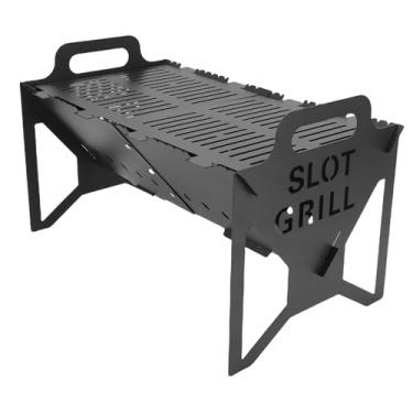 Imagem de Asixxsix Grill Portátil de Carvão, Grade Dobrável de Aço Inoxidável Churrasco Com Estrutura de Instalação Removível para Cozinhar Ao Ar Livre Camping Picnic Backyard