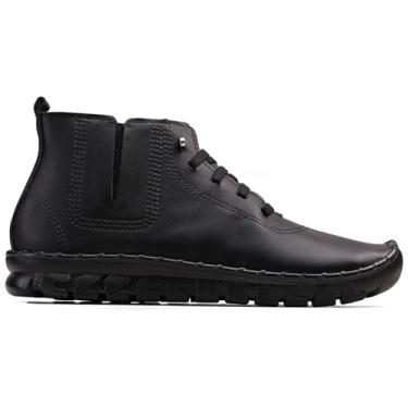 Imagem de Bota Coturno Feminino Casual Macio Leve Confortável Com Cadarço Sola Reta Bota Feminina (Preto, BR, Adulto, Numérico, 36)