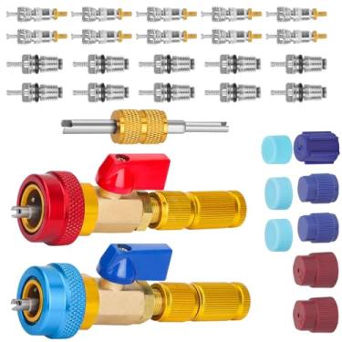 Imagem de MOUDOAUER Ferramenta de remoção rápida de núcleo de válvula de alta baixa pressão para sistema de ar condicionado R134A