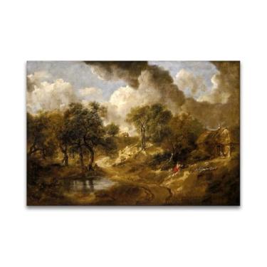 Imagem de RYLJCZ Pintura mural famosa (landscape in Suffolk) by Thomas Gainsborough- Reproduções impressas em tela- quadros para decoração de sala de estar (50 x 70 cm (19,7 x 27,5 pol) / sem moldura)
