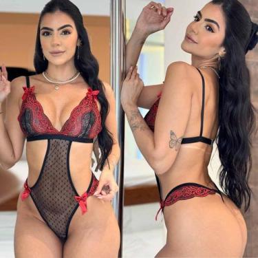 Imagem de Body Sensual De Tule Sem Bojo Calcinha Fio Sem Ferrinho - Like4you, M,