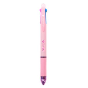 Imagem de Caneta 5 em 1 CIS Rosa Pastel + Grafite 0.7mm – 4 Cores + Lapiseira, Grip Emborrachado, Borracha no Topo, Escrita Suave