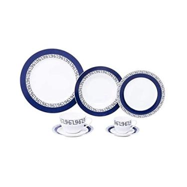 Imagem de Aparelho De Jantar 42pc De Porcelana New Bone Renaissance Mail Box Lyor Branco E Azul Único
