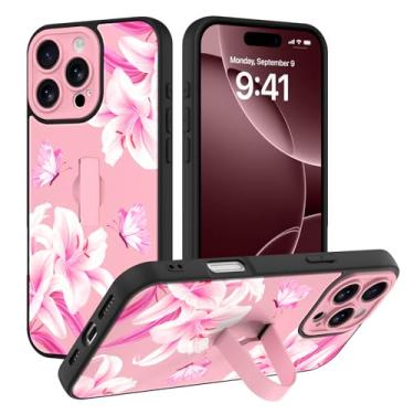 Imagem de AIGOMARA Capa compatível com iPhone 16 Pro Max com alça de dedo, estampa floral de lírio de borboleta para mulheres e meninas, capa protetora fina à prova de choque de TPU macio para iPhone 16 Pro Max