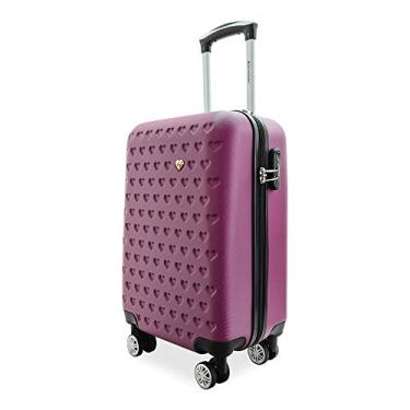 Imagem de Mala de Viagem ABS, 4 Rodas, Bagagem de Mão, 10kg, Design Coração. (Vinho 1)