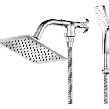 Imagem de Ducha Parede Quadrada Cromada Flex Com Chuveirinho - Docol