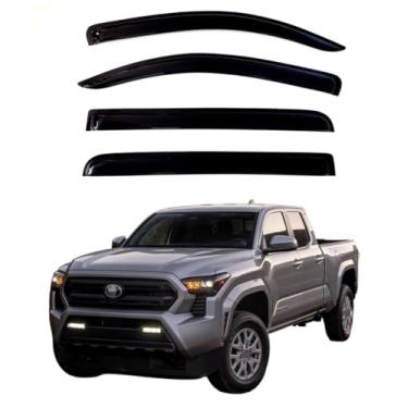 Imagem de RWYSSYTF 4 peças de viseiras de janela defletores de ventilação para Toyota Tacoma cabine dupla 2005-2015 protetores de chuva sombra