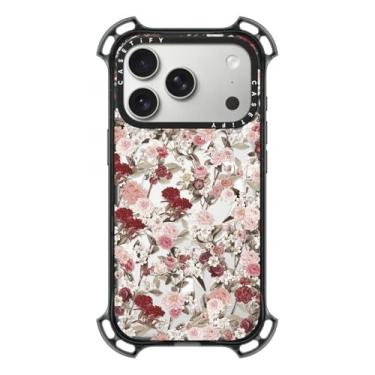 Imagem de CASETiFY Capa Bounce para iPhone 17 Pro [à prova de choque/compatível com Magsafe/6,5 m. Proteção contra quedas de grau militar 7X] - Vintage Flower Monday - Preto transparente