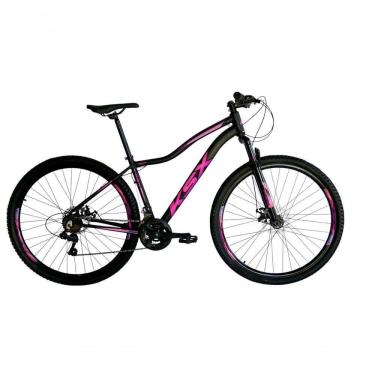 Imagem de Bicicleta Aro 29 Ksx Sd7 Feminina 21v Cabos Internos Alumínio Freios A Disco Garfo Suspensão Preto Rosa Violeta Tamanho 17
