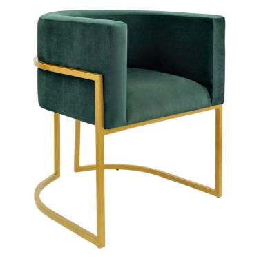 Imagem de Poltrona Decorativa Base Metal Dourada Veludo Verde