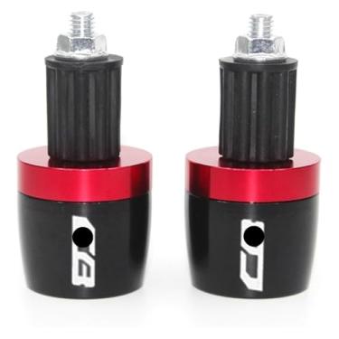 Imagem de Punhos para guidão de motocicleta, extremidades de barra, tampão compatível com CB125R CB150R CB190R CB250R CB300R CB400 CB500X CB500R (A-red)