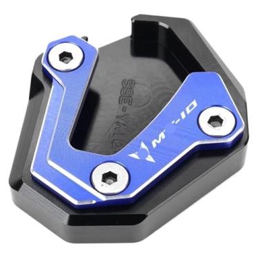 Imagem de Compatível com MT-10 FZ10 2016-2021 MT10 SP 2022 2023 acessórios de motocicleta CNC tampas de válvula de pneu suporte lateral almofada de extensão (suporte - azul)