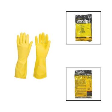 Imagem de Luva Látex Antiderrapante Com Forro Tamanho G Amarela - Vonder