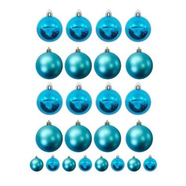 Imagem de Bolas De Natal Mista 8cm 6 Unidades Vermelha Dourada Prata - Rio Maste