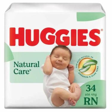 Imagem de Fralda Infantil Huggies Natural Care RN com 34 unidades, RN, 34