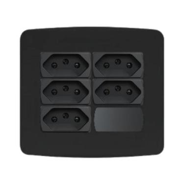Imagem de Conjunto 4x4 5 Tomadas 10A Preto Miluz Schneider S3B70341