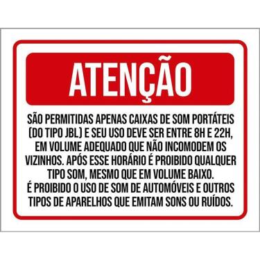 Imagem de Placa Sinalização - Atenção Permitidas Caixas Som 36X46