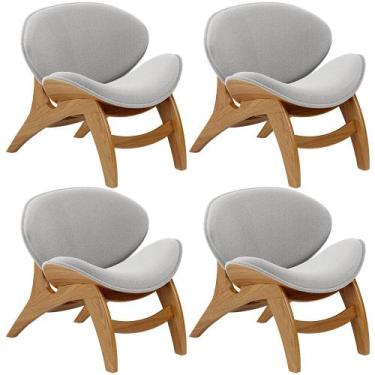 Imagem de Kit 4 Poltronas Decorativa Orgânica Sala Living Kadosh L02 Bouclê Cinz