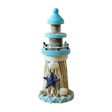 Imagem de MotiveTech Ornamento de farol de madeira, estatueta de farol, decoração de mesa para casa, prateleira de fazenda, quarto infantil, balcão de bar, Estrela Do Mar