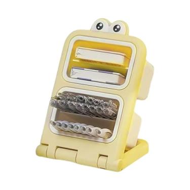Imagem de Porta-lápis para mesa – Suporte de pincel de maquiagem | Caixa de armazenamento criativa de papelaria para escritório | Suporte de lápis de mesa de desenho animado | Caixa de armazenamento inclinada