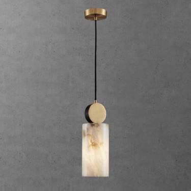 Imagem de Luminária pendente de mármore, luminária nórdica de cobre, luminária suspensa de teto em alabastro natural, lustre pequeno G9, luminária pendente para restaurante, bar, cozinha, ilha, quarto