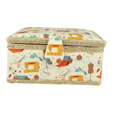 Imagem de WeiLaiKeQi Cesta de costura manual com alça de transporte 19x13x10 cm para acessórios essenciais de costura, organizador de linhas portátil e versátil, Style B