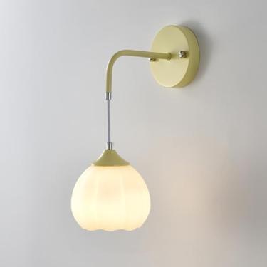 Imagem de Luminária de parede moderna de vidro branco, luminária de parede com arte em vidro floral francês, luminária de parede nórdica com decoração verde creme, elegantes arandelas de vidro com flo