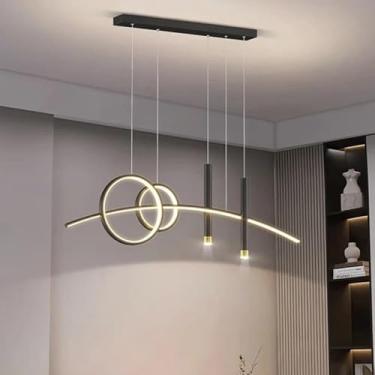 Imagem de Decoração para casa Sala de jantar Luminária pendente Luzes Iluminação interna Luminária de teto Luminária pendente Lustre Lâmpadas para sala de estar (Cor: Preto Tamanho A, Tamanho: Branco