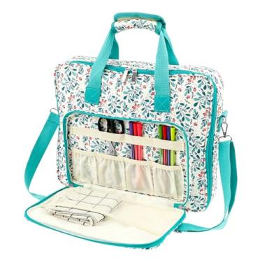 Imagem de Bolsa organizadora de ponto cruz de tecido Oxford de grande capacidade com kit de bordado de vários bolsos bolsa de armazenamento para amantes de ponto cruz de linha de bordado (azul ácido)