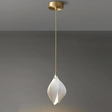 Imagem de YQSLQZZ Lustre de cerâmica magnólia para sala de jantar, cabeceira moderna 1 luminária pendente de luz, iluminação decorativa para mesa de cabeceira, luzes de teto suspensas, altura ajustável