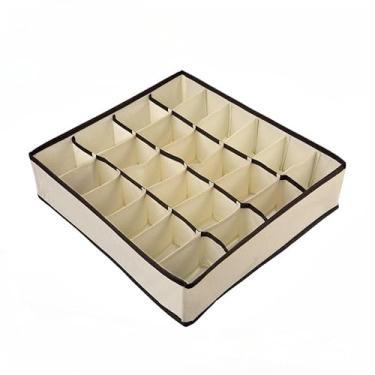 Imagem de Organizadora Com 24 Compartimentos | Para Roupas íNtimas, Meias E Lingerie | Organizador De ArmáRios E Gavetas(24 Divisórias-BEGE,KIT 2)