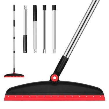 Imagem de Vassoura mágica multifuncional, vassoura de silicone ajustável de 137 cm, vassoura de rodo de silicone 2 em 1, vassoura de limpeza doméstica 2 em 1 para piso, banheiros, chuveiros, azulejos, pelos de