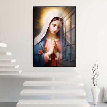 Imagem de Quadro Decorativo com Moldura e Acrilico Cristal Vidro Nossa Senhora A
